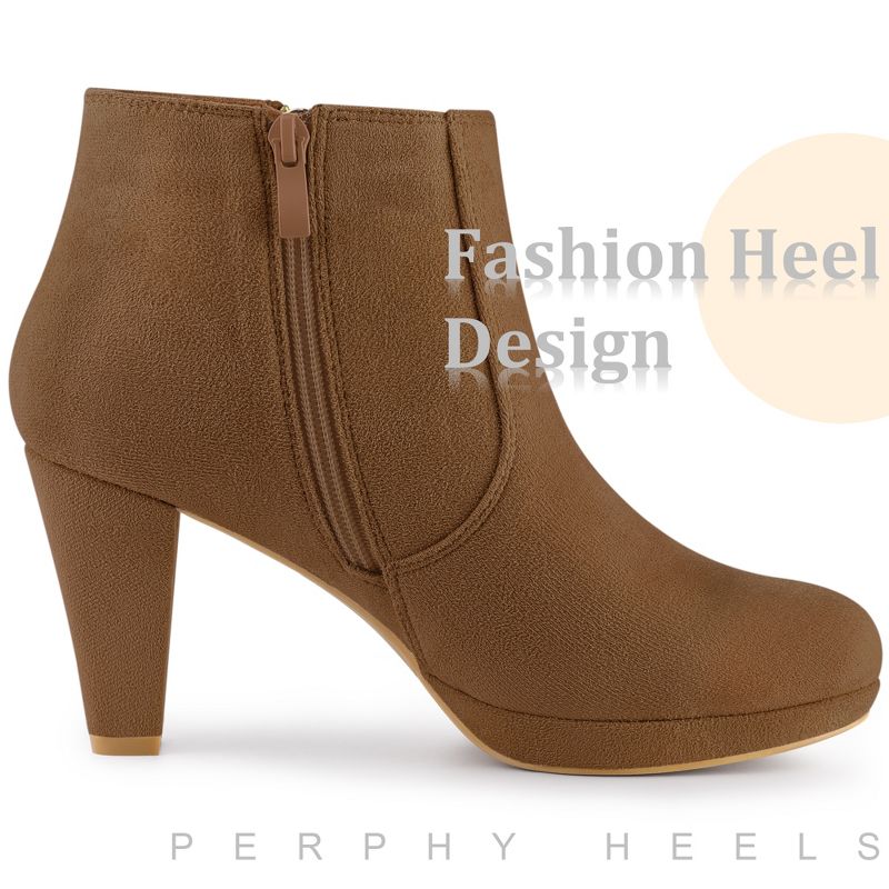 Perphy Women's Suede Platform Round Toe Chunky Heels Ankle Boots, 4 of 5