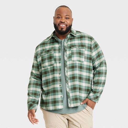 Men's Big Long Sleeve Flannel Shirt - All In Motion™ Dark Green 2xl : Target