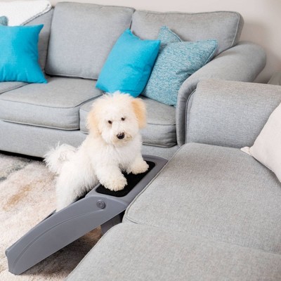 Gray Plastic Foldable Pet Steps with Safety Siderails