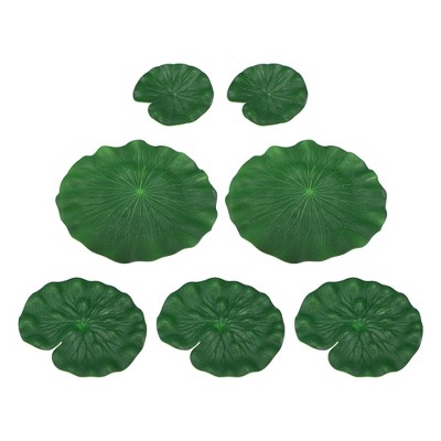 Unique Bargains Artificial Lotus Leaves for Garden Ponds Pool Decoration Green 3.9” 7pcs