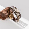 Crystal Beaded Leather Wrap Bracelet with Resin Stone Center, Stackable Boho Cuff with Magnetic Clasp for Women - 4 of 4