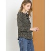 INSPIRE CHIC Women's Ruffle Neck Long Puff Sleeve Ditsy Floral Blouse Shirts - 4 of 4