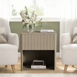 COZONY Nightstand Set of 2 with Charging Station & LED Light, Fluted Modern Bedside Tables for Bedroom and Living Room - 1 of 4