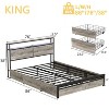 Hausource Unupholstered Bed Frame with LED Storage Headboard & 4 Drawers, Queen/Full/King - 2 of 4