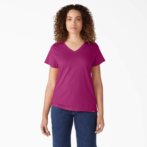 Dickies Women's Short Sleeve V-neck T-shirt, Festival Fuchsia (f2f), Xl :  Target