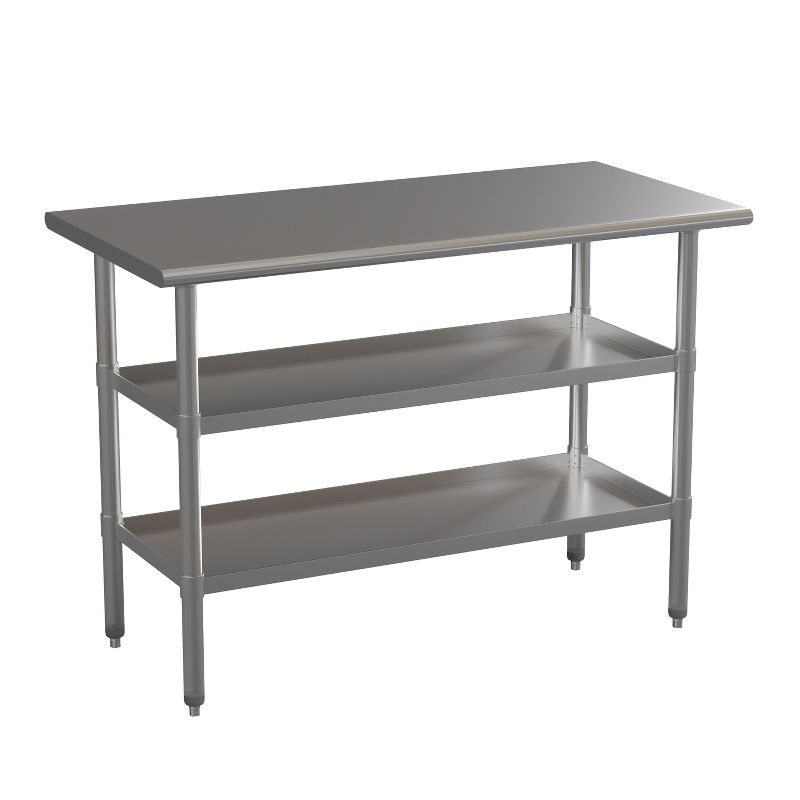 Emma and Oliver NSF Certified Stainless Steel 18 Gauge Work Table with 2 Undershelves, 1 of 10