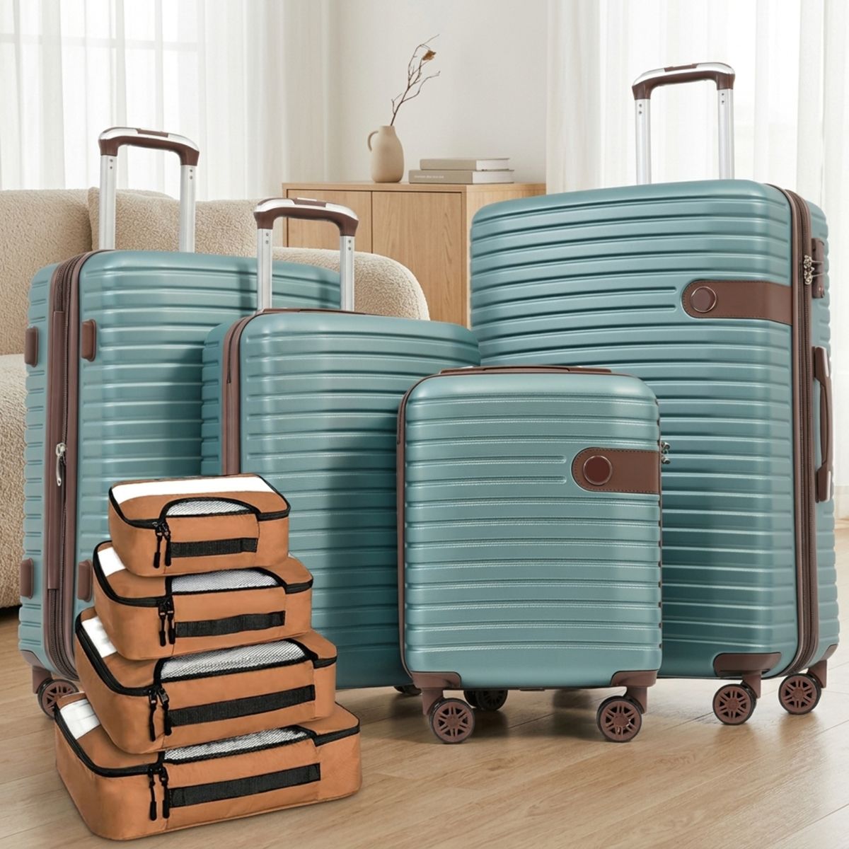 Polibi Luggage Set 8-Pieces with 16 Inch, 20 Inch, 24 Inch and 28 Inch Suitcases, 4 Pieces Packing Cubes - thumbnail 2