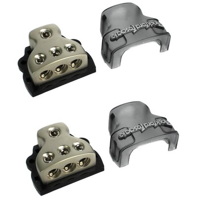 2) ROCKFORD FOSGATE RFD4 0/1/4-Gauge Ga Car Audio Distribution Blocks 1-In 3-Out