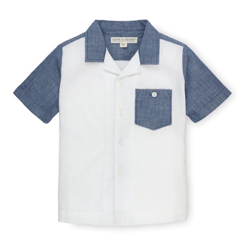 Hope & Henry Boys' Linen Short Sleeve Camp Shirt (white Linen And