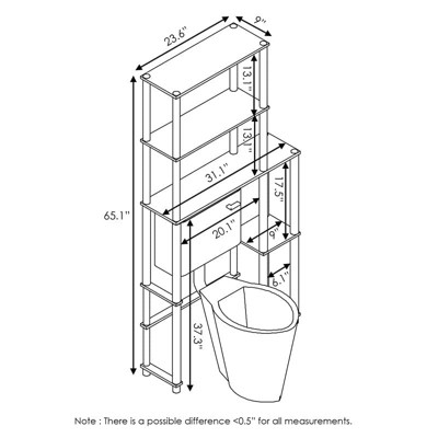 Espresso and Black Adjustable Over-the-Toilet Storage Rack