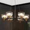 LNC Hairurin 6-Light 30.9" Modern Wagon Wheel Candle Oversized Chandelier, Matte Black and Polished with Strip Glass - 2 of 4