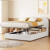 Upholstered Storage Bed, Bed with Hydraulic Storage System, Wood Frame Storage Bed with Curved Headboard and Rails-Baofuwish - 3 of 4