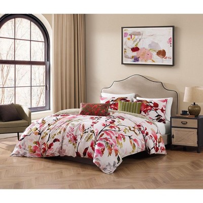 Bebejan Leaves on Linen 100% Cotton 5-Piece Reversible Comforter Set