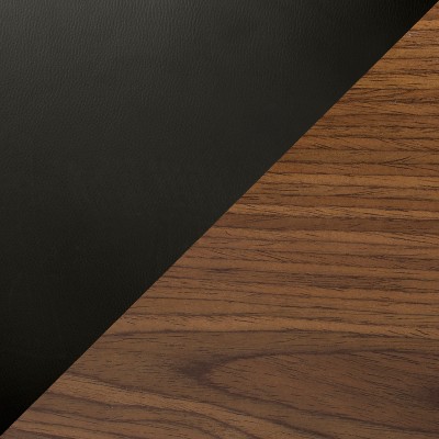 Lombardi Swivel Task Chair in Walnut and Black Faux Leather