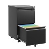 2 Drawer Metal Mobile File Cabinet, Rolling File Cabinet with Lock for Hanging Legal/Letter/A4 Size, Fully Assembled Except Wheels-Black-The Pop Home - 2 of 4