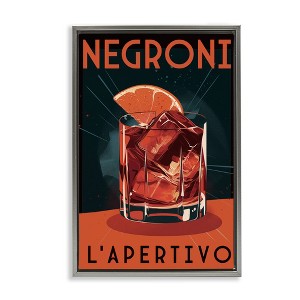 Stupell Industries Vintage Midcentury Negroni Drink Black Framed Floater Canvas Wall Art - 1 of 4