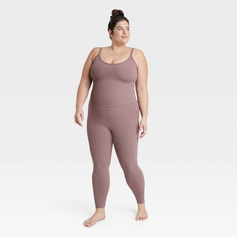 Women's Rib Full Length Bodysuit - All In Motion™ Brown 3x : Target