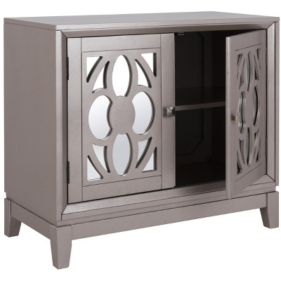 Champagne Mirrored 32" Transitional Chest with Nouveau Floral Accents