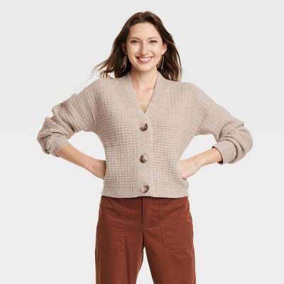 Women's Cashmere-like Cardigan - Universal Thread™ Tan S : Target
