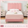 Twin Bed Frame for Girls, Twin Size Velvet Upholstered Bed Frame with Headboard, No Box Spring Needed, Wooden Slats Support, Easy Assembly - 3 of 4