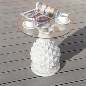 Moda Furnishings Outdoor White Glass Round Coffee Table - 1 of 4