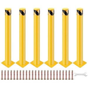 Safety Bollard Post, 48 x 4.5 inch Steel Removable Traffic Parking Barrier Bollards, Yellow, 6 Pack - 1 of 4