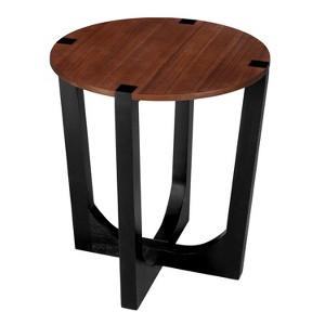2 Pieces Coffee Table Set Cocktail Table Round Center Table End Table Accent Table Sofa Side Table, Brown & Black - ModernLuxe - 1 of 4