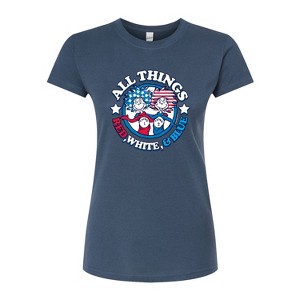 Women's - Dr. Seuss - All Things Red White And Blue Fitted Graphic T-Shirt - 1 of 4