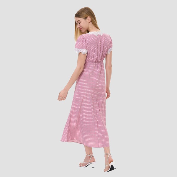 Vestido midi con mangas cortas y encaje para mujer - A New Day™ 4