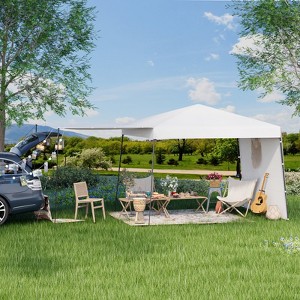 EROMMY 10x10 Ft Pop Up Canopy Tent With 2 Sidewalls, Waterproof Sun Shade Tent For Commercial Events, Markets, And Backyard Gatherings - 1 of 4