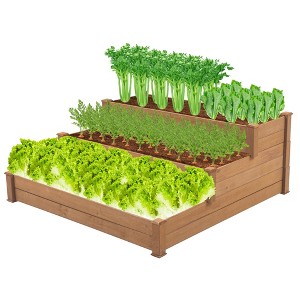 3 Tier Wooden Raised Garden Bed, Outdoor Elevated Flower Box, Raised Garden Bed Vegetables Growing Planter for Backyard Patio - 1 of 4