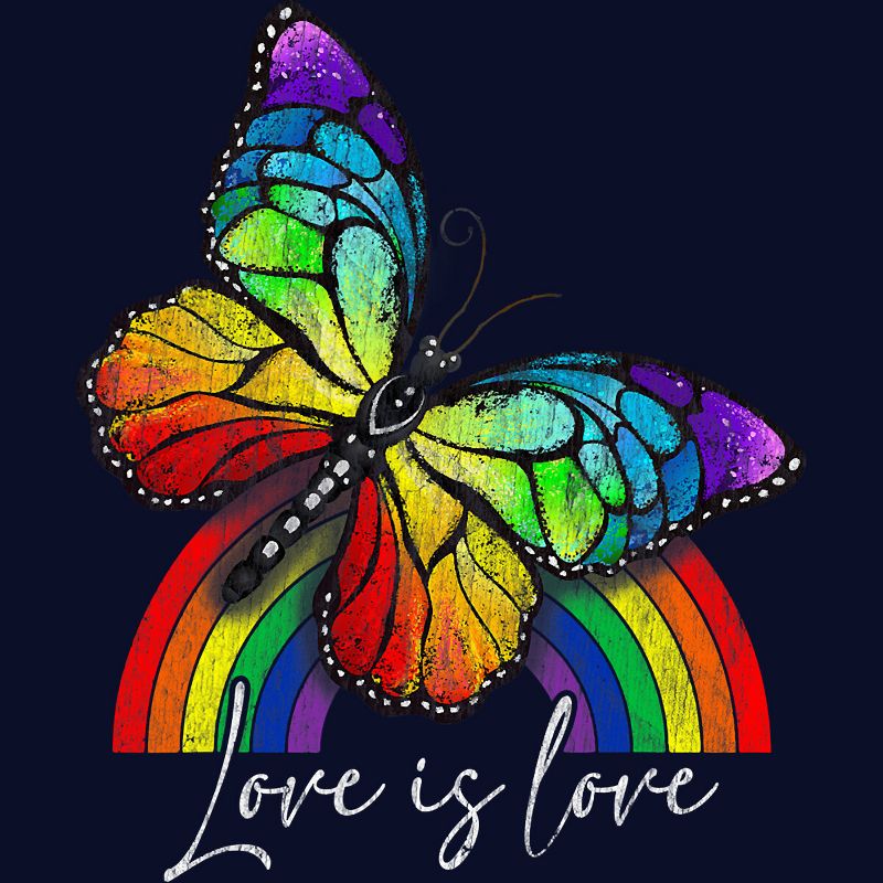 Adult Design By Humans Love is Love Butterfly Rainbow Pride By SummerFunnyT-Shirt, 2 of 3