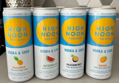 High Noon Sun Sips Hard Seltzer, Vodka & Soda, Tropical - 8 pack, 355 ml cans