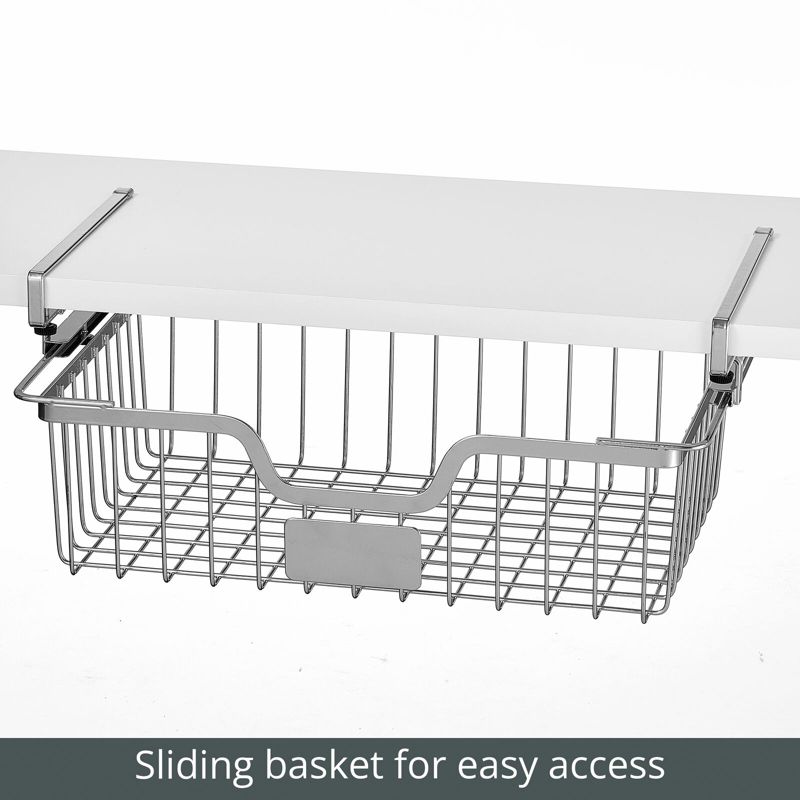 mDesign Large Under Shelf Organizer for Cabinet - Hanging Storage Basket, 5 of 8