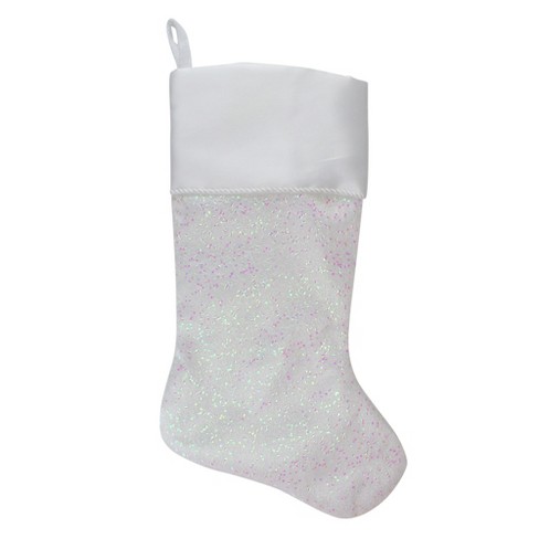 Northlight 22.25 White With Pink Iridescent Glitter Christmas Stocking With  Satin Cuff : Target