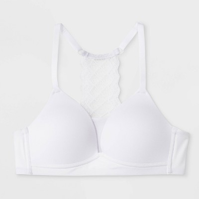 Maidenform Girls' Pullover Padded Comfort Lace Bra - White 30A