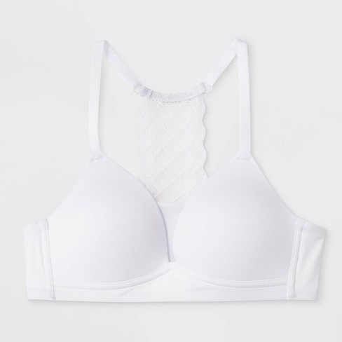 Maidenform Girls' Pullover Padded Comfort Lace Bra - White 32a : Target