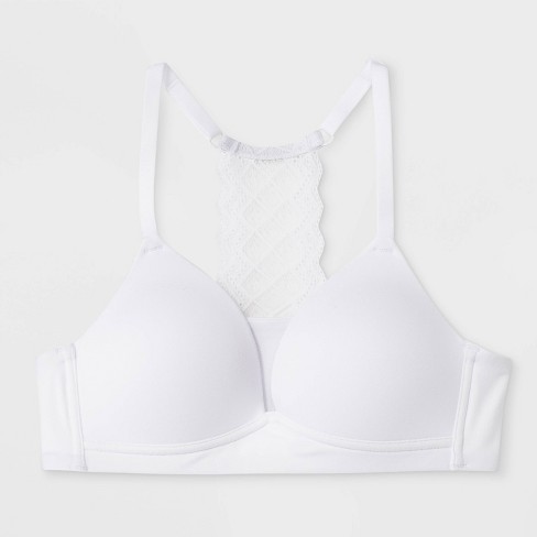 Maidenform Girls' Pullover Padded Comfort Lace Bra - White 36a : Target