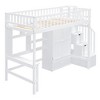 PAGED Simple Wooden Loft Bed Bunk Bed with Desk, Twin Size Bed Frame with Wardrobe, Shelves, Storage Stairs and Guardrail for Bedroom - 4 of 4