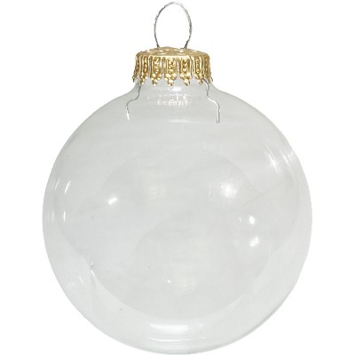 Clear Glass Christmas Ornaments with Gold Caps, Set of 4