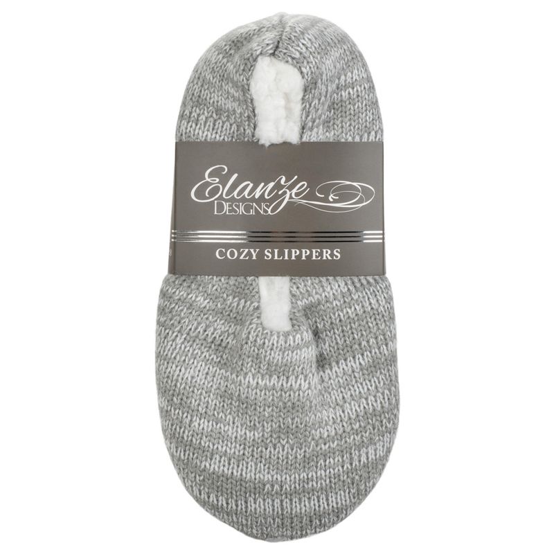 Elanze Designs Simple Knit Womens Plush Lined Cozy Non Slip Indoor Soft Slipper - Grey, Large, 3 of 7