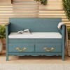 Shoe Bench with Removable Cushion, Entryway Bench with Hidden Storage for Entrance and Living Room, Shoe Storage Bench with Back, Antique Turquoise - 2 of 4