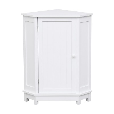 TiramisuBest White Bathroom Cabinet Triangle Corner Storage Cabinet with Adjustable Shelf Modern Style MDF Board