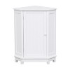 White Bathroom Cabinet Triangle Corner Storage Cabinet with Adjustable Shelf Modern Style MDF Board - 3 of 4