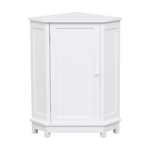 TiramisuBest White Bathroom Cabinet Triangle Corner Storage Cabinet with Adjustable Shelf Modern Style MDF Board - 1 of 4