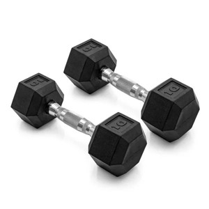 5lb 8lb 10lb 12lb 15lb Coated Rubber Hex Dumbbell, Pair of 2 - 1 of 4