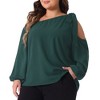 Agnes Orinda Women's Plus Size Long Sleeve Tie Cold Shoulder Casual Blouses - 2 of 4