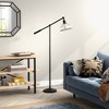 Hudson and Canal 58" Tall Floor Lamp with Ribbed Glass Shade Blackened Bronze/Clear: Metal Body, Push Button Foot Switch - 4 of 4