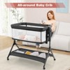 Safstar 3 in 1 Baby Bedside Bassinet w/Storage Basket, Universal Wheels, Adjustable Height, Mattress, Net & Portable Bag, Carriable Crib, Gray - 4 of 4