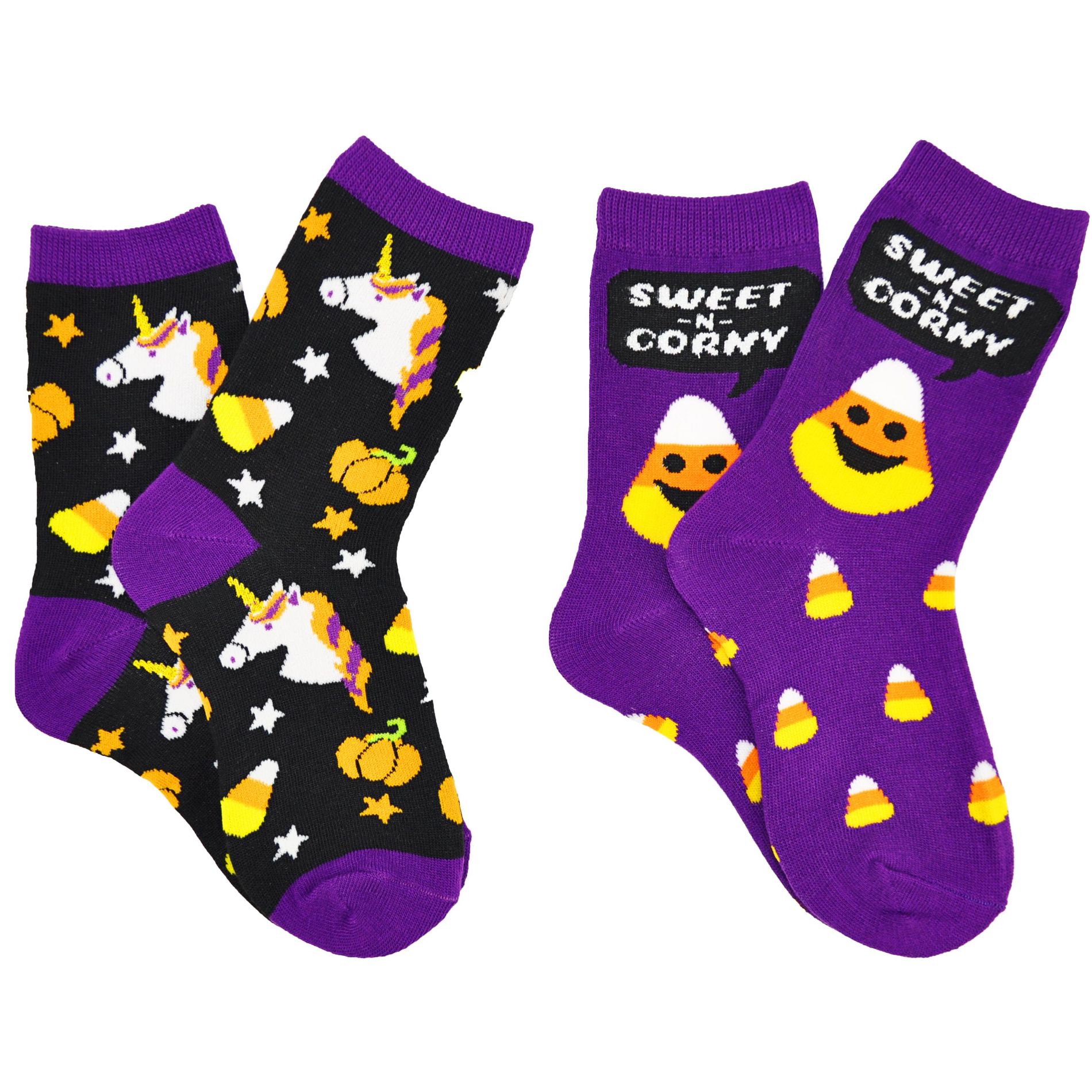 Everything Legwear Girls Candy Corn Halloween 2 Pair Crew Socks